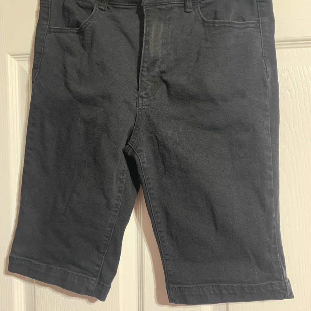 Black Bermuda Shorts with Flat Front Design
